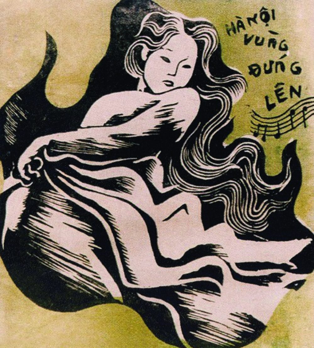 Tô Ngọc Vân vẽ tác phẩm Hà Nội vùng đứng lên trong những năm đầu tham gia kháng chiến