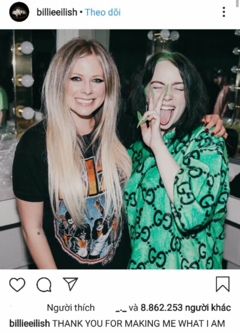 Billie Eilish bày tỏ sự kính trọng dành cho thần tượng Avril Lavigne vì đã truyền cảm hứng cho cô 