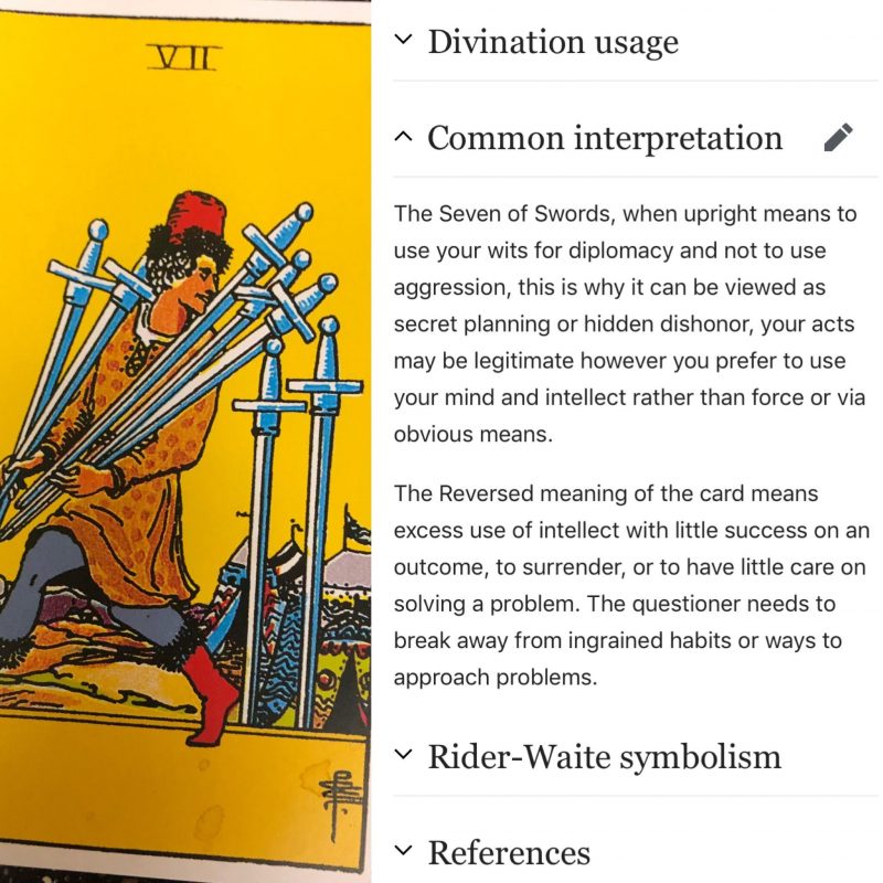 7 of swords hinh anh 1 e1649166516426 - 7 of Swords là gì? Ý nghĩa của lá bài 7 of Swords  trong Tarot