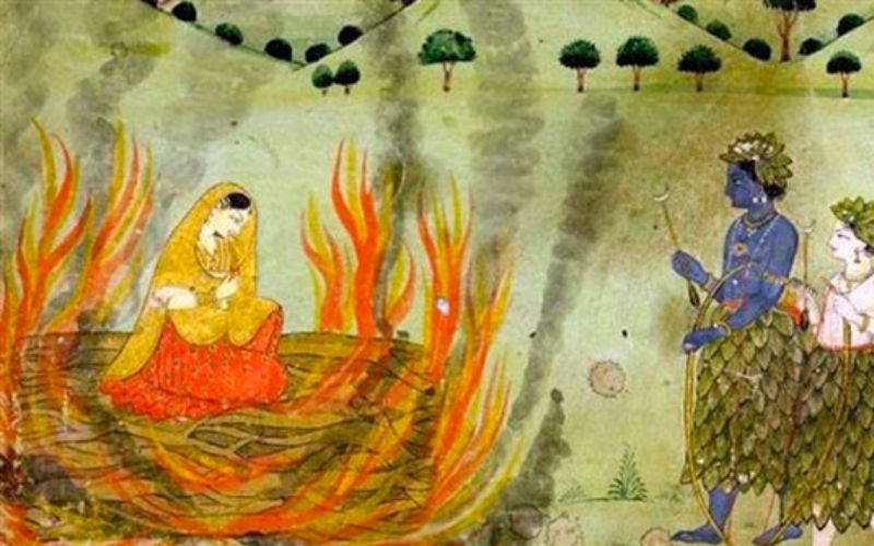 Ra-ma chứng kiến cảnh vợ mình bước lên giàn lửa thiêu