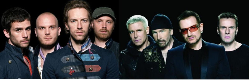 Coldplay cùng ban nhạc đàn anh U2