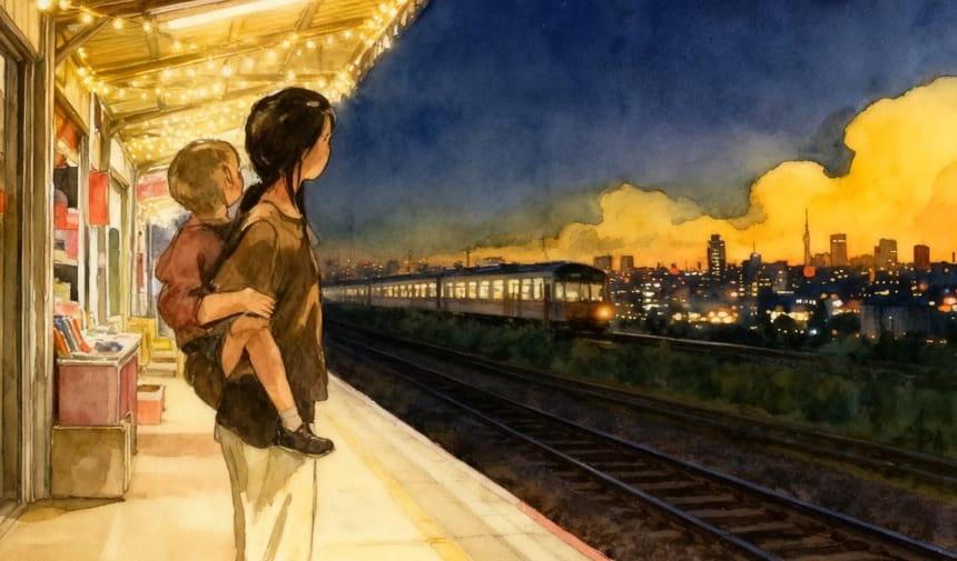 Con tàu khuất bóng, chỉ còn lại nỗi mơ tưởng về Hà Nội xa xăm, sáng rực