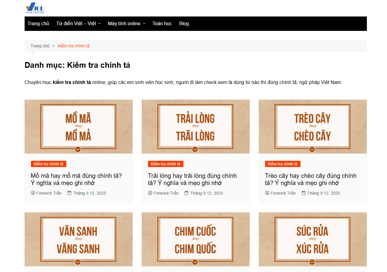 Công cụ kiểm tra chính tả tại VJOL