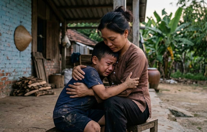 Giọt nước mắt của sự thanh lọc tâm hồn, bước khởi đầu cho hành trình vỡ kén tái sinh mạnh mẽ của cậu bé Lụm