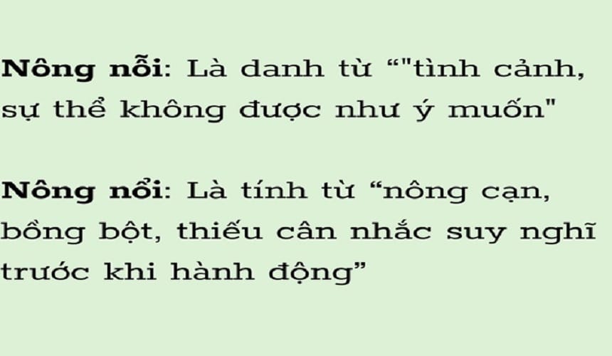 Ví dụ về từ nông nổi và nông nỗi