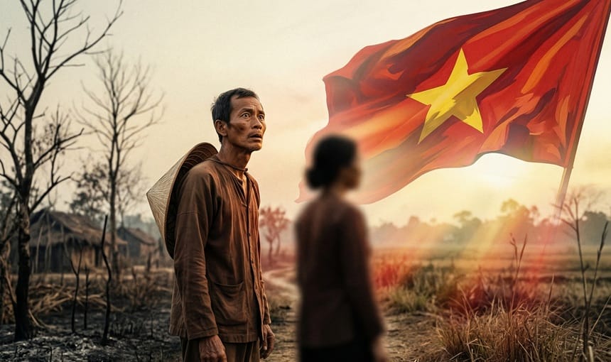 Hình ảnh lá cờ đỏ sao vàng phấp phới là ánh sáng cách mạng được Thị thắp lên trong tâm trí Tràng