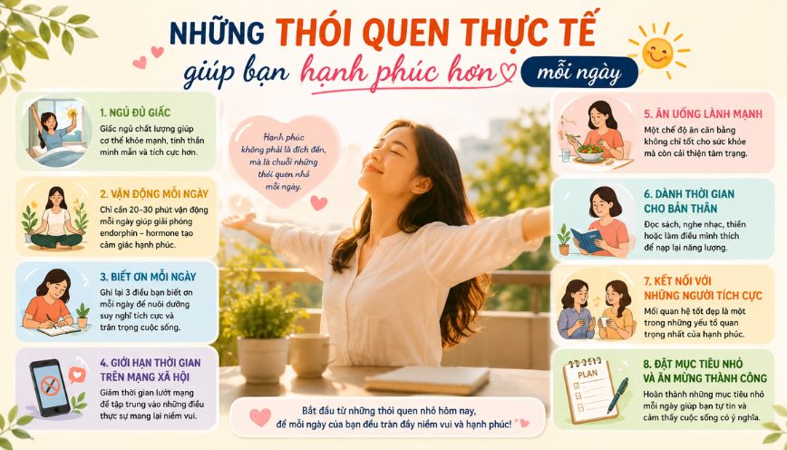 Những thói quen thực tế giúp bạn hạnh phúc hơn mỗi ngày