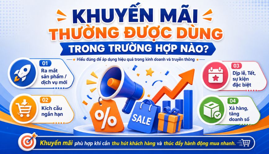 Khuyến mãi thường được dùng trong trường hợp nào?