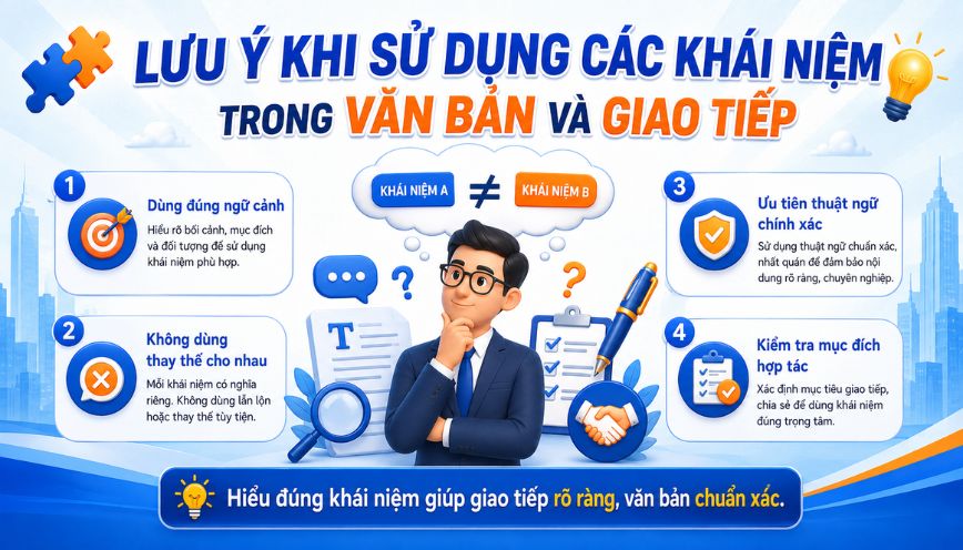 Lưu ý khi sử dụng các khái niệm trong văn bản và giao tiếp