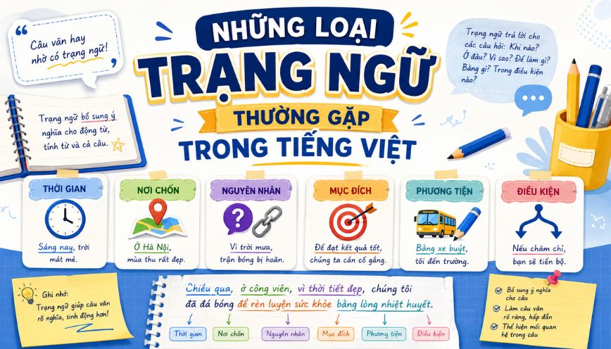 Những loại trạng ngữ thường gặp trong tiếng Việt