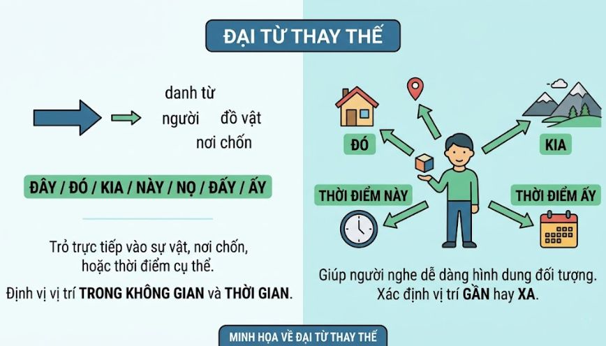 Đại từ thay thế chỉ đối tượng đang được nhắc đến