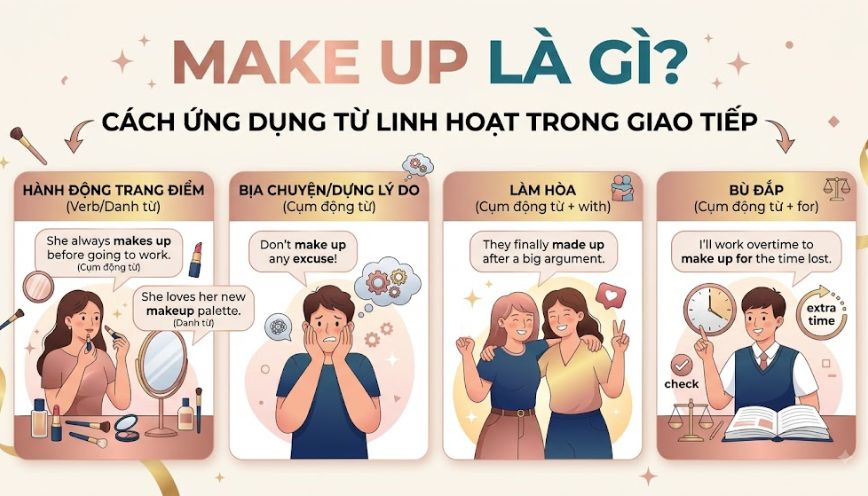 Make up là gì? Cách ứng dụng từ linh hoạt trong giao tiếp