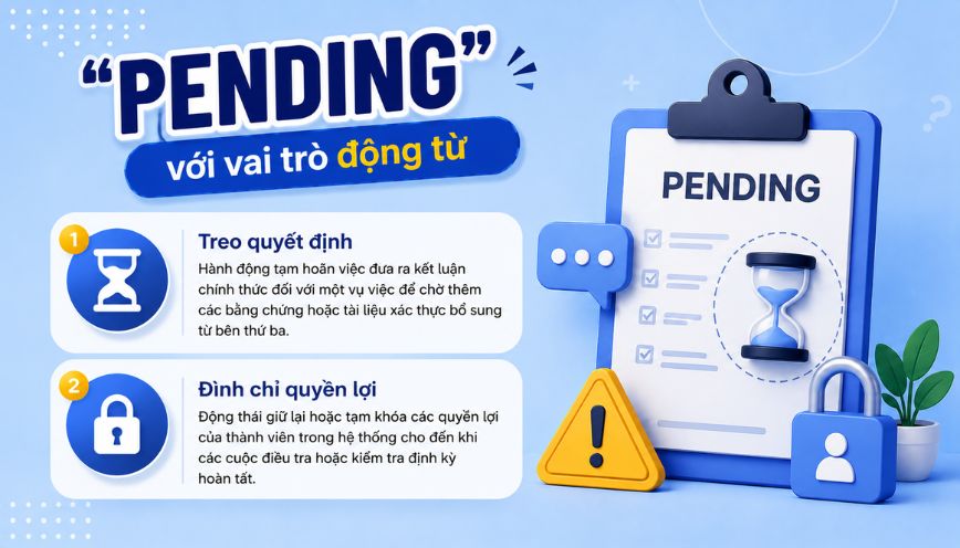 “Pending” với vai trò động từ