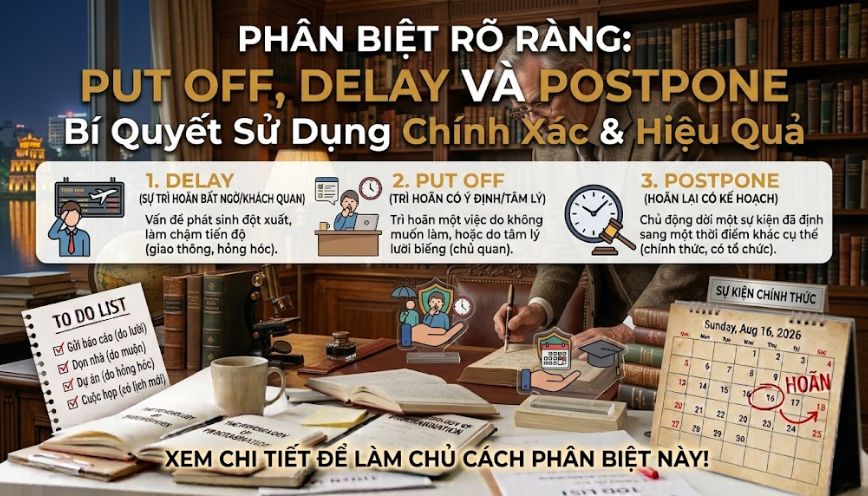 Phân biệt rõ ràng put off, delay và postpone