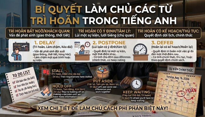 Một số từ, cụm từ đồng nghĩa với “put off”
