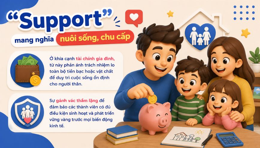 “Support” mang nghĩa nuôi sống, chu cấp