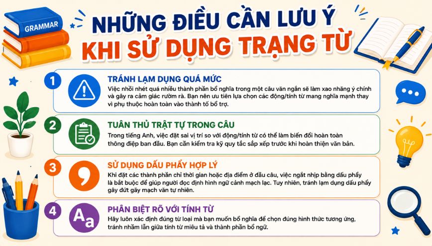Những điều cần lưu ý khi sử dụng trạng từ