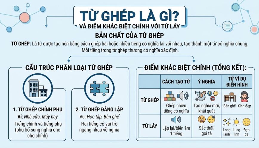 Từ ghép là gì? Từ ghép và từ láy có điểm gì khác nhau?