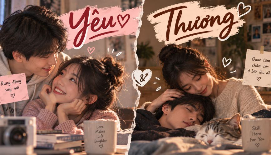 Sự khác biệt về sắc thái giữa “yêu” và “thương”