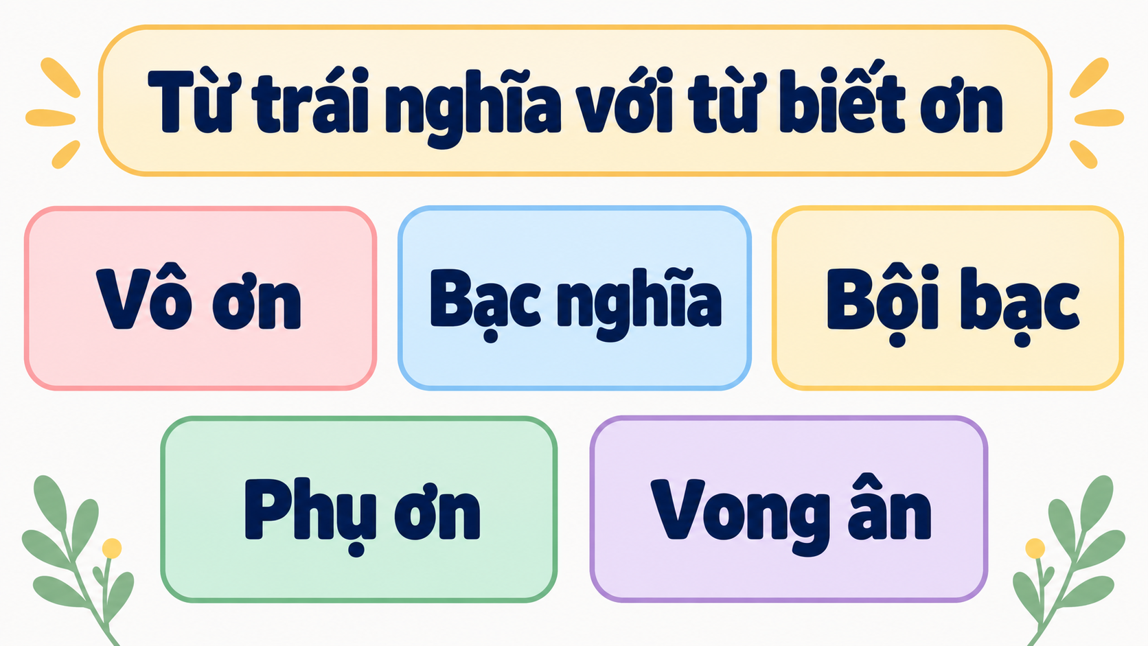 Từ trái nghĩa với từ biết ơn