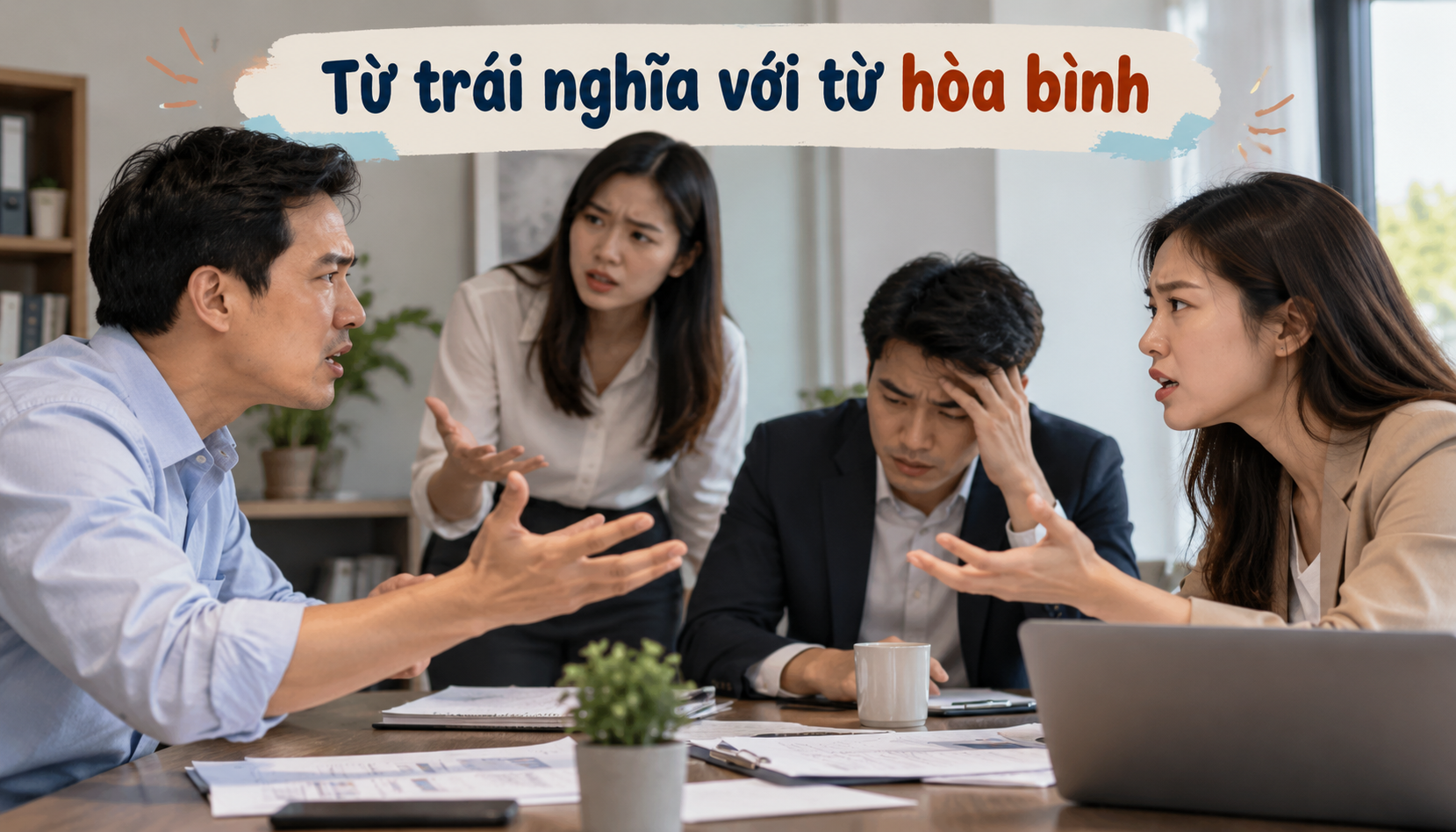 Từ trái nghĩa với từ hòa bình