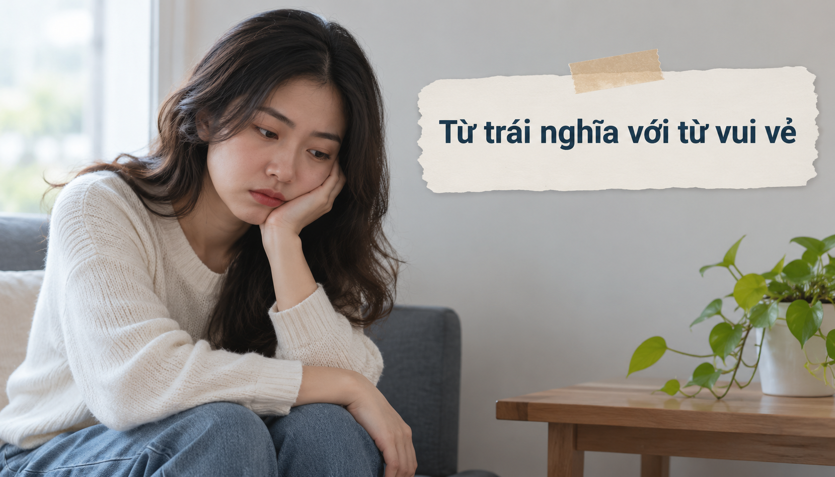Từ trái nghĩa với từ vui vẻ