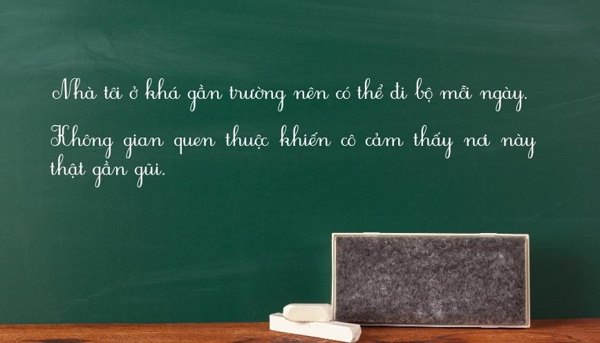 Những câu văn sử dụng từ trái nghĩa với xa xôi